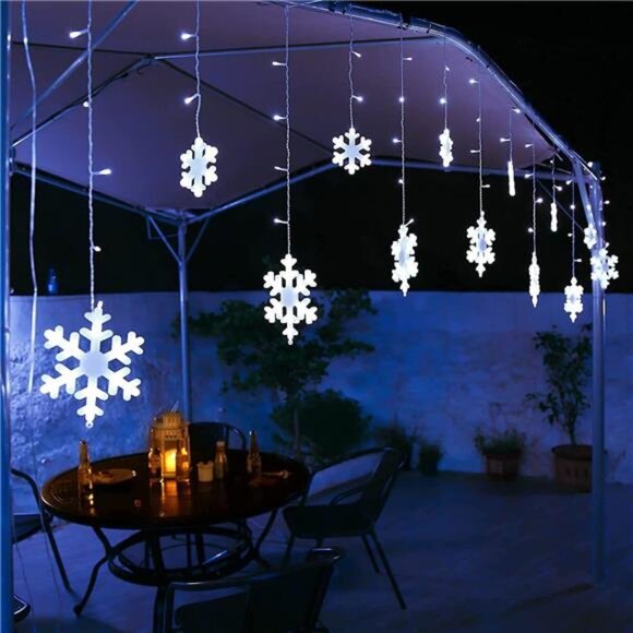 Christmas Snowflake Icicle Lights 264 LED, 17.22ft - Picture 5 of 7